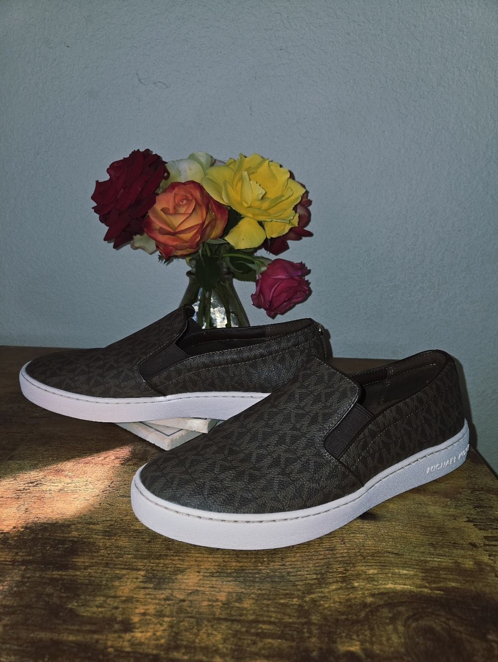 Michael Kors Brown Monogram Slip-On Sneakers
